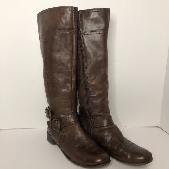 Nine West "Vashiza" Leather Riding Knee Tall MOTO Boot Quiet Luxury Country - Picture 7 of 16